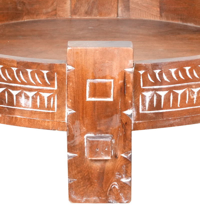 Handcrafted Wooden Coffee Table/Accent Table with Carved Detailing
