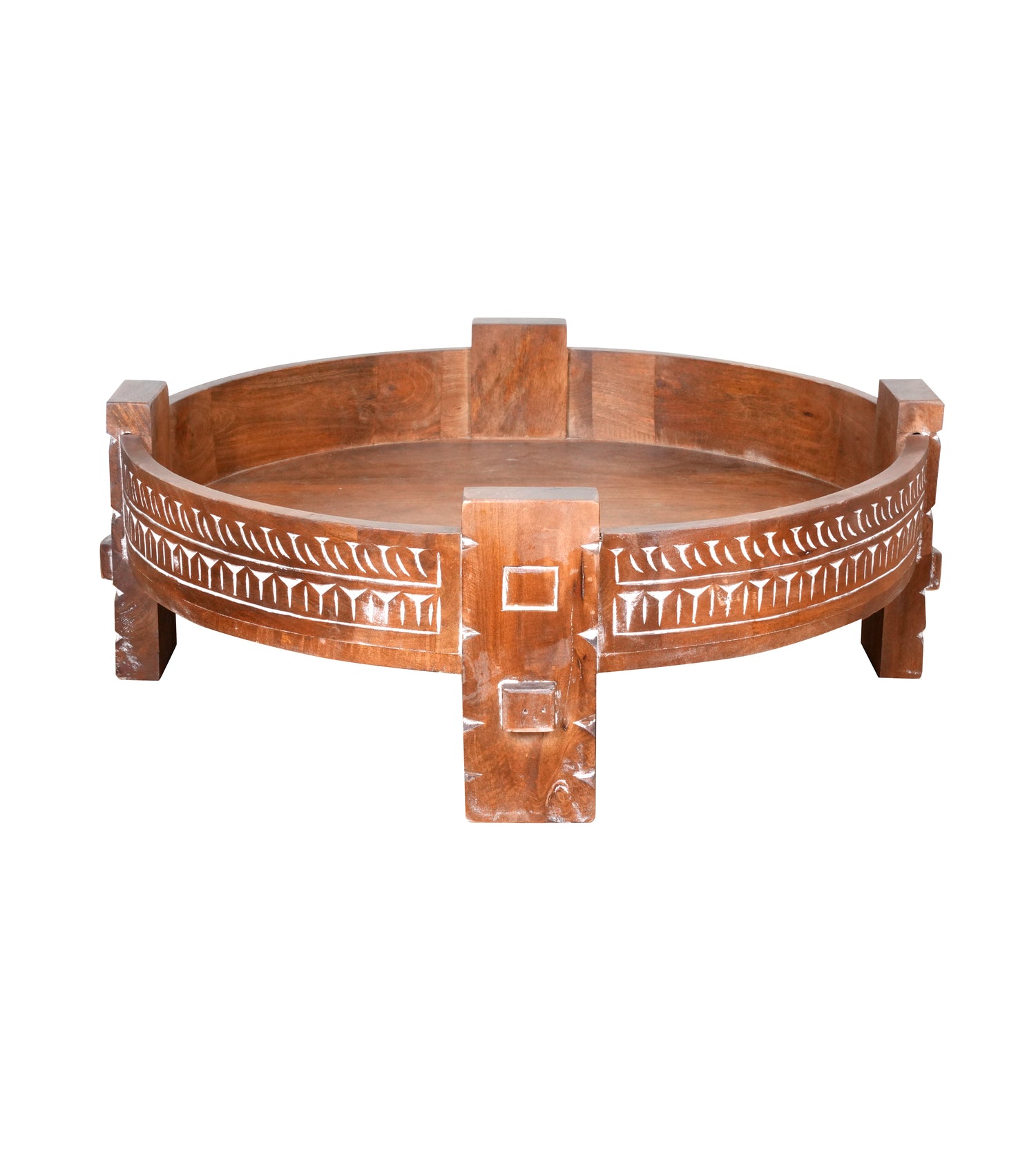 Handcrafted Wooden Coffee Table/Accent Table with Carved Detailing