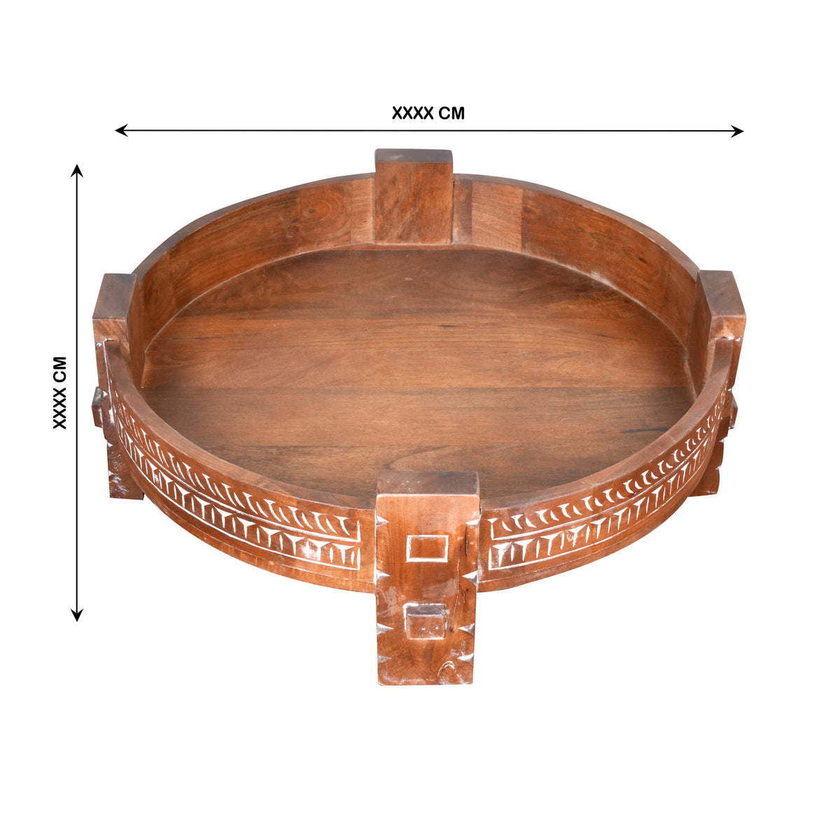 Handcrafted Wooden Coffee Table/Accent Table with Carved Detailing
