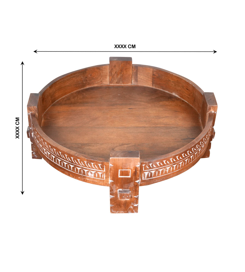 Handcrafted Wooden Coffee Table/Accent Table with Carved Detailing