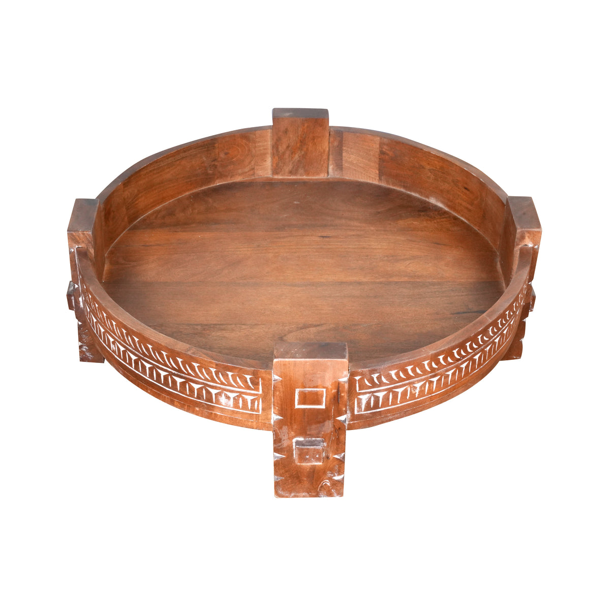 Handcrafted Wooden Coffee Table/Accent Table with Carved Detailing