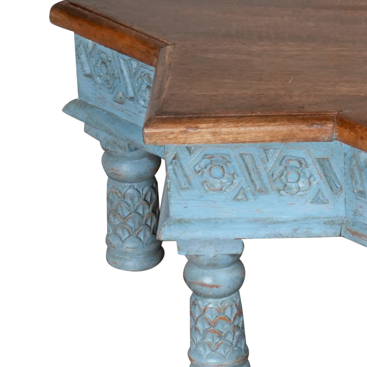 Handcrafted Wooden Coffee Table/Bench with Carved Detailing