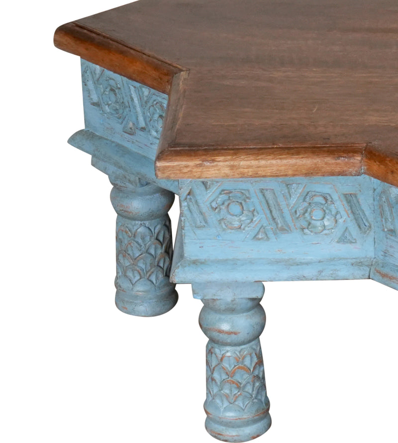 Handcrafted Wooden Coffee Table/Bench with Carved Detailing