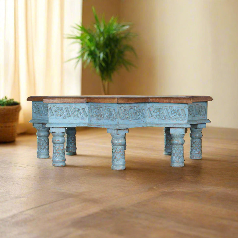 Handcrafted Wooden Coffee Table/Bench with Carved Detailing