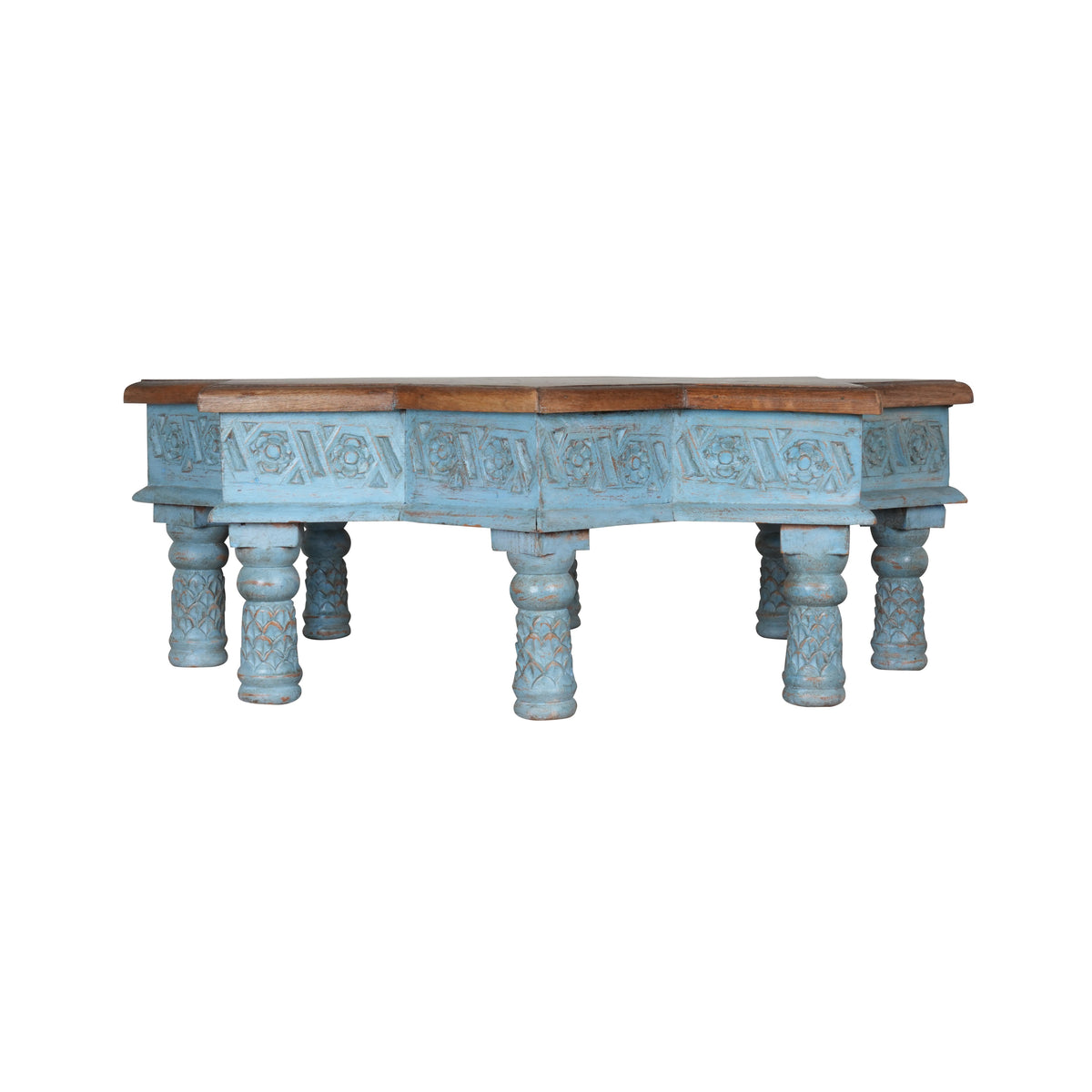 Handcrafted Wooden Coffee Table/Bench with Carved Detailing