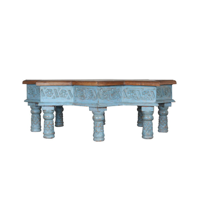 Handcrafted Wooden Coffee Table/Bench with Carved Detailing