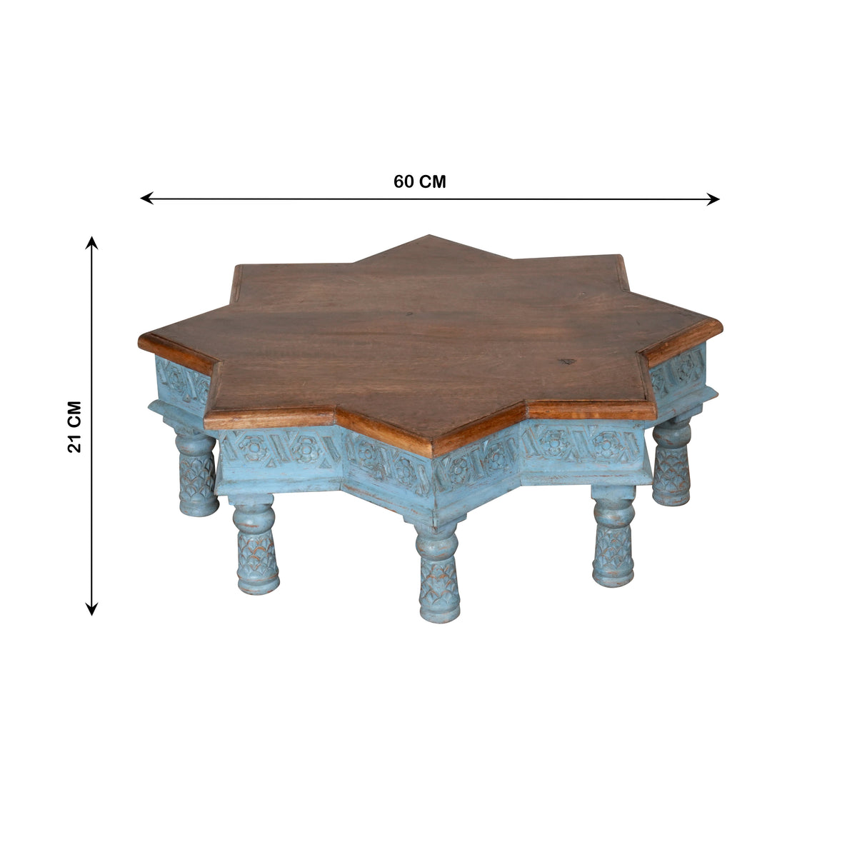 Handcrafted Wooden Coffee Table/Bench with Carved Detailing