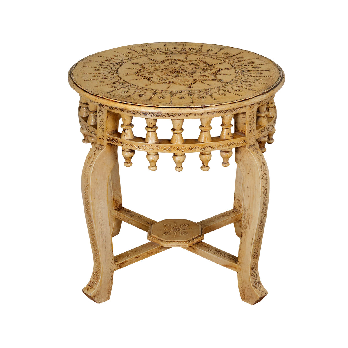 Antique Handcrafted Wooden Coffee Table/Accent Table with Intricate Carved Detailing
