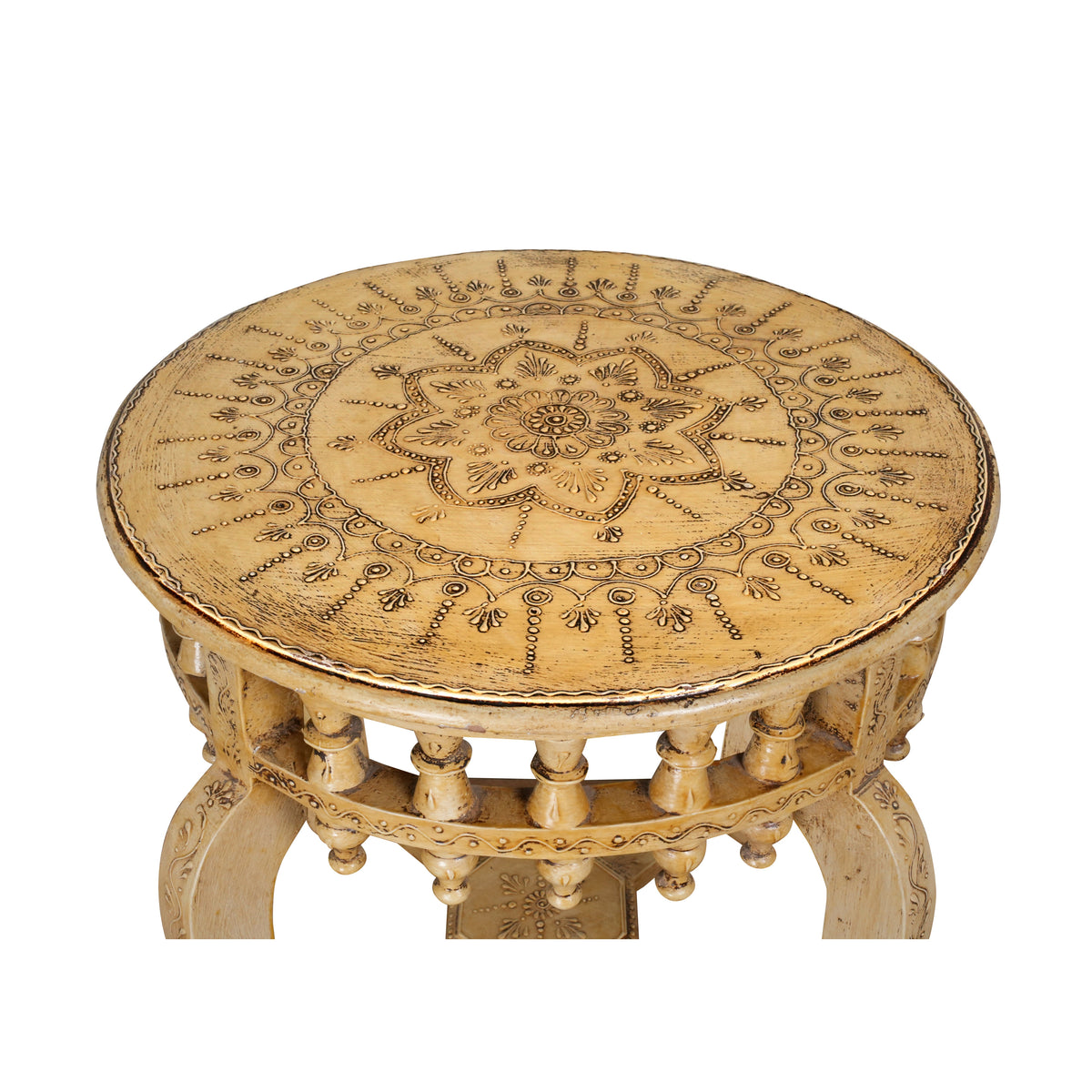 Antique Handcrafted Wooden Coffee Table/Accent Table with Intricate Carved Detailing