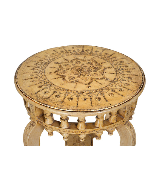 Antique Handcrafted Wooden Coffee Table/Accent Table with Intricate Carved Detailing