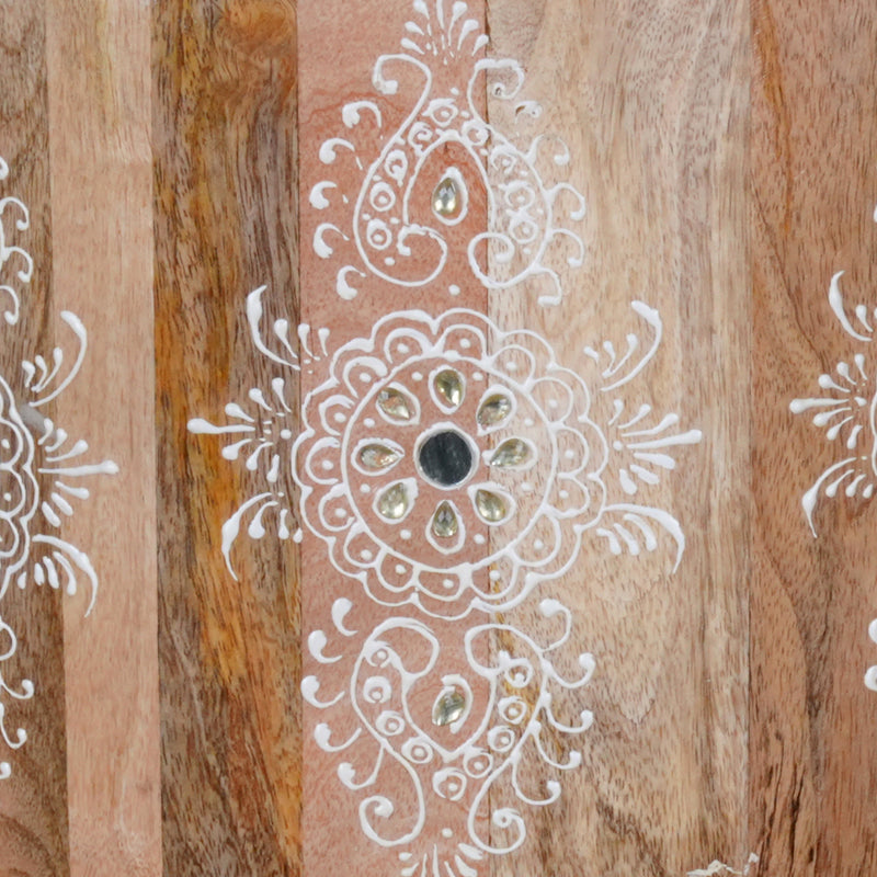 Handcrafted Mango Wood Accent Table with Intricate Detailing