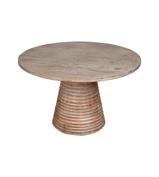 Handcrafted Wooden Accent Table – Modern Design with Textured Base