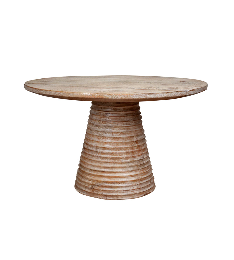 Handcrafted Wooden Accent Table – Modern Design with Textured Base
