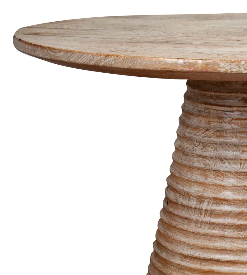Handcrafted Wooden Accent Table – Modern Design with Textured Base