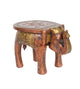Handcrafted Elephant Stool – Rajasthani Design with Gold and Brown Finish