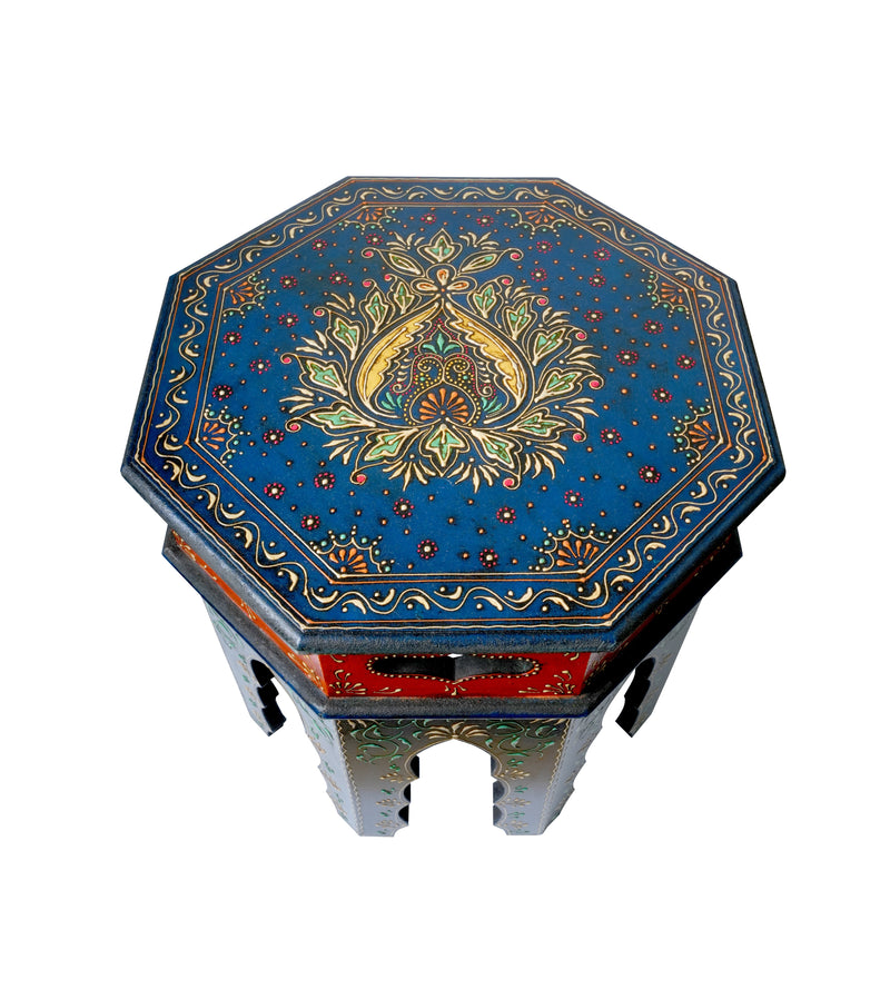 Handcrafted Wooden Nesting Tables with Intricate Rajasthani Tile Designs