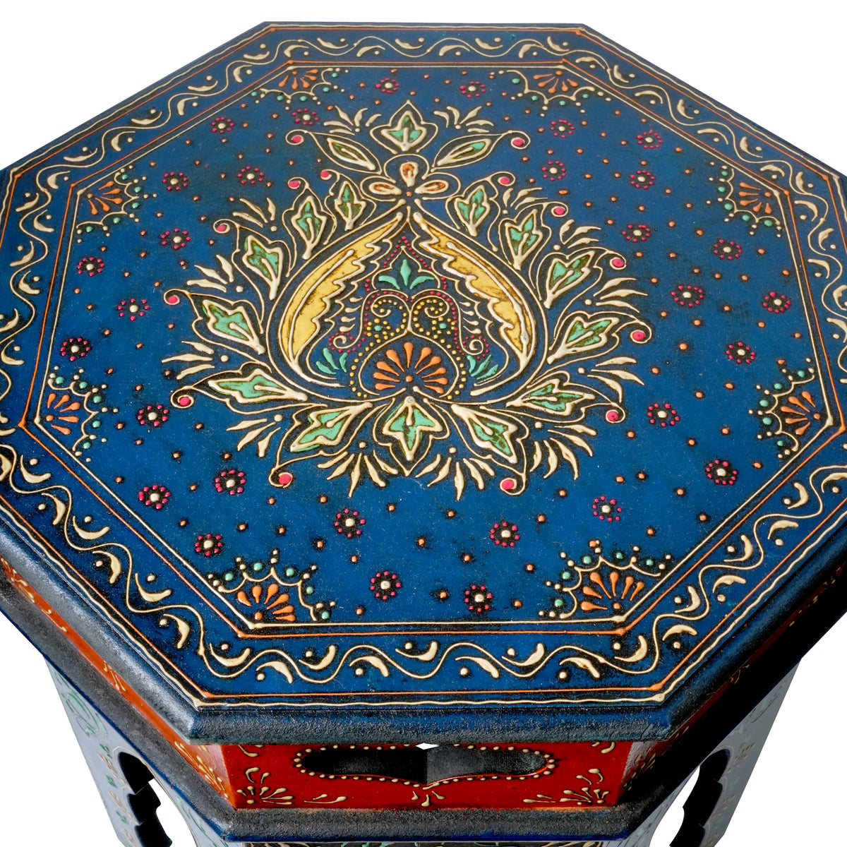 Handcrafted Wooden Nesting Tables with Intricate Rajasthani Tile Designs