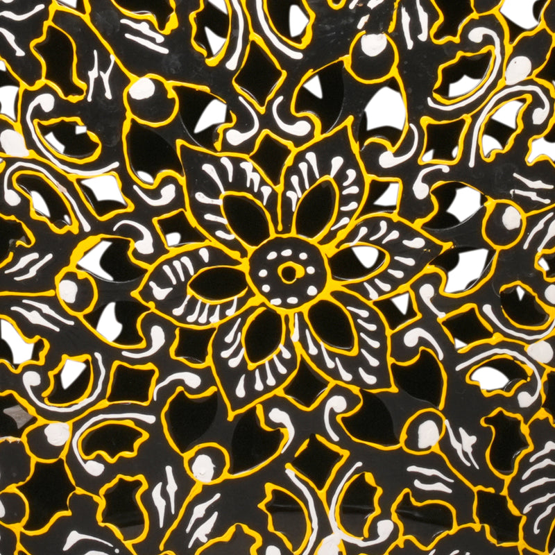 Handpainted Decorative Wooden Stool with Intricate Carvings