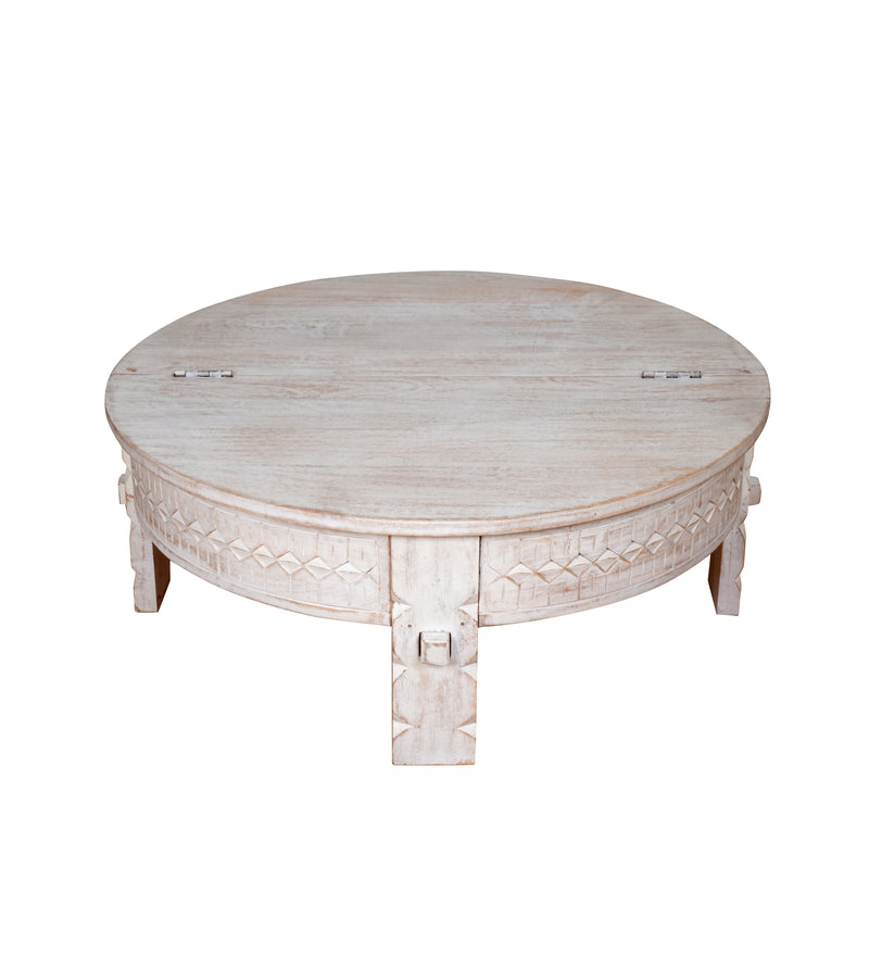 Wooden Coffee Table/Accent Table with Carved Detailing
