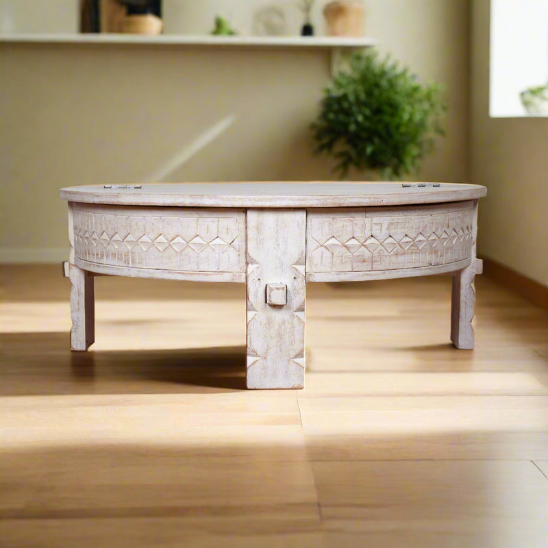 Wooden Coffee Table/Accent Table with Carved Detailing