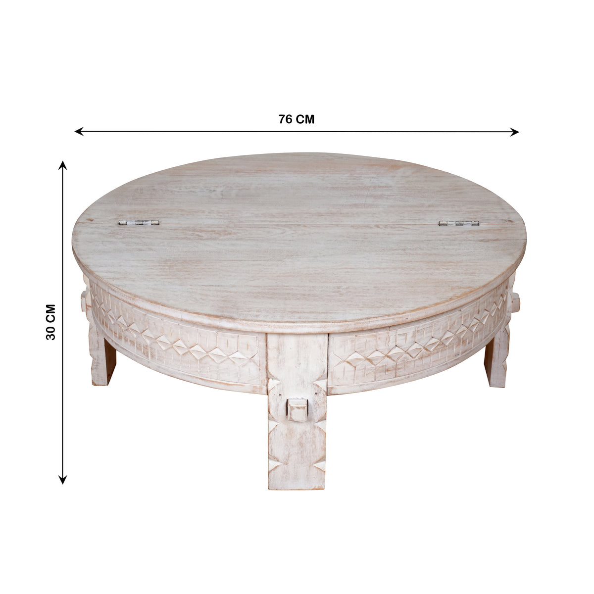 Wooden Coffee Table/Accent Table with Carved Detailing