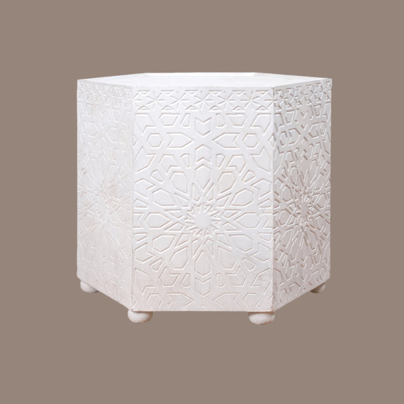 Wooden Decorative Cylinder/Stool with Intricate Carvings