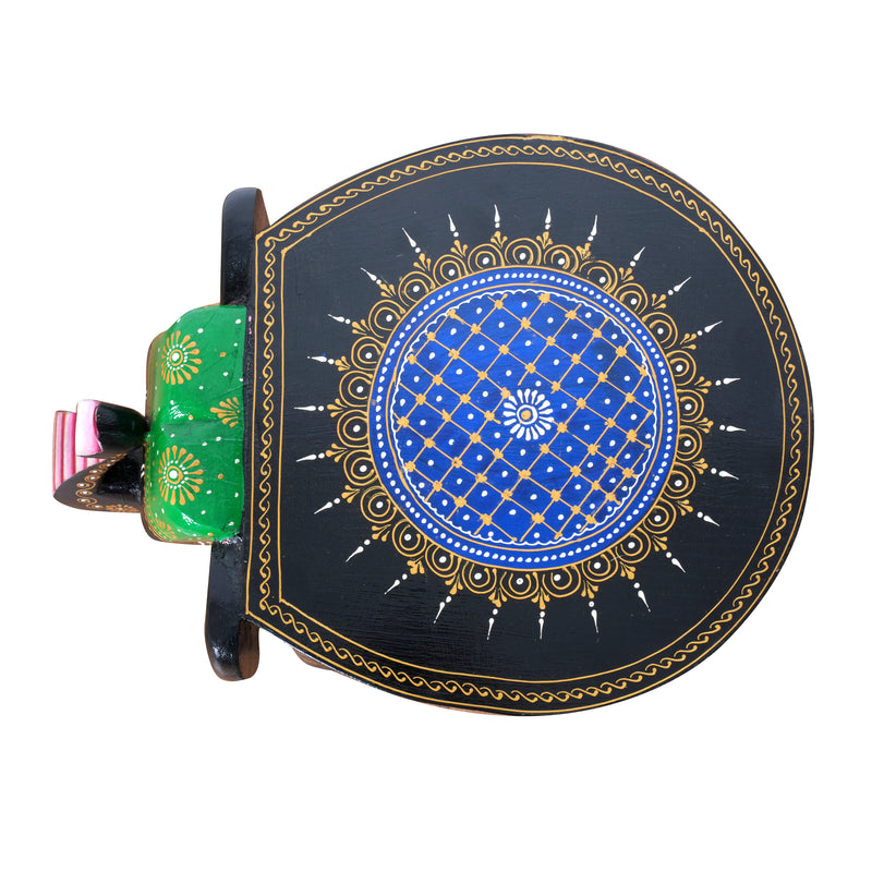 Hand-Painted Wooden Elephant Stool | Accent Side Table