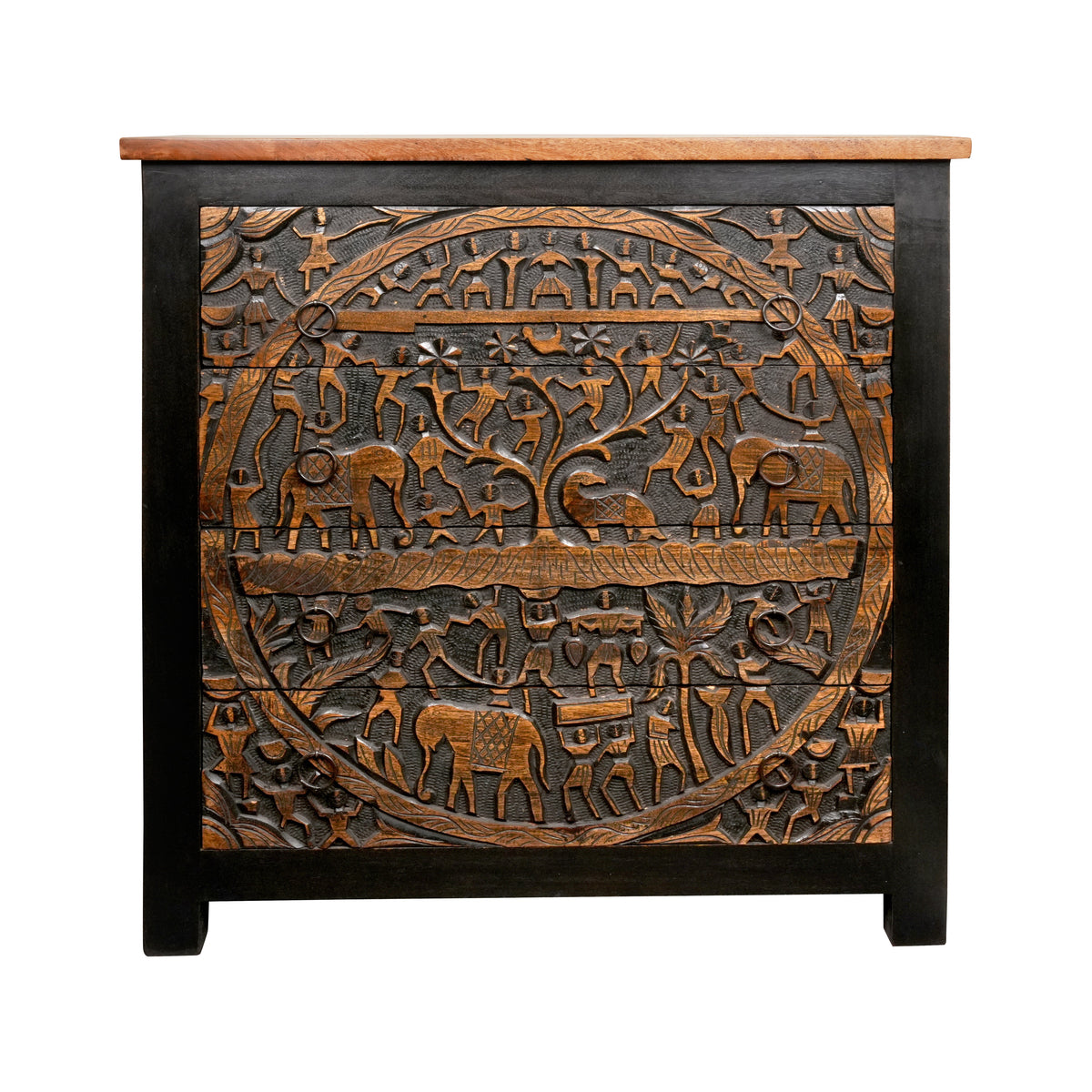 Handcrafted Rajasthani Wooden Chest Drawer– Exquisite Carved Detailing