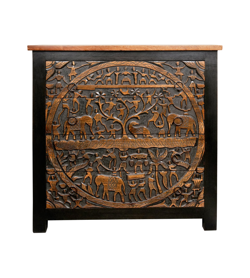 Handcrafted Rajasthani Wooden Chest Drawer– Exquisite Carved Detailing