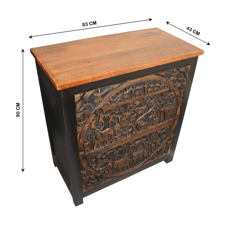 Handcrafted Rajasthani Wooden Chest Drawer– Exquisite Carved Detailing