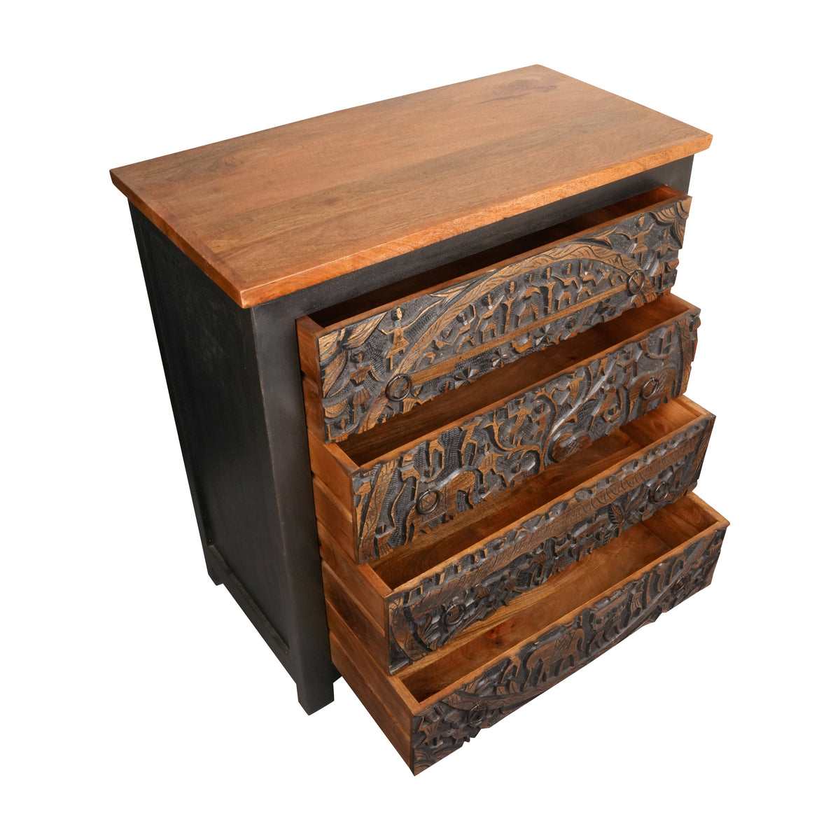 Handcrafted Rajasthani Wooden Chest Drawer– Exquisite Carved Detailing