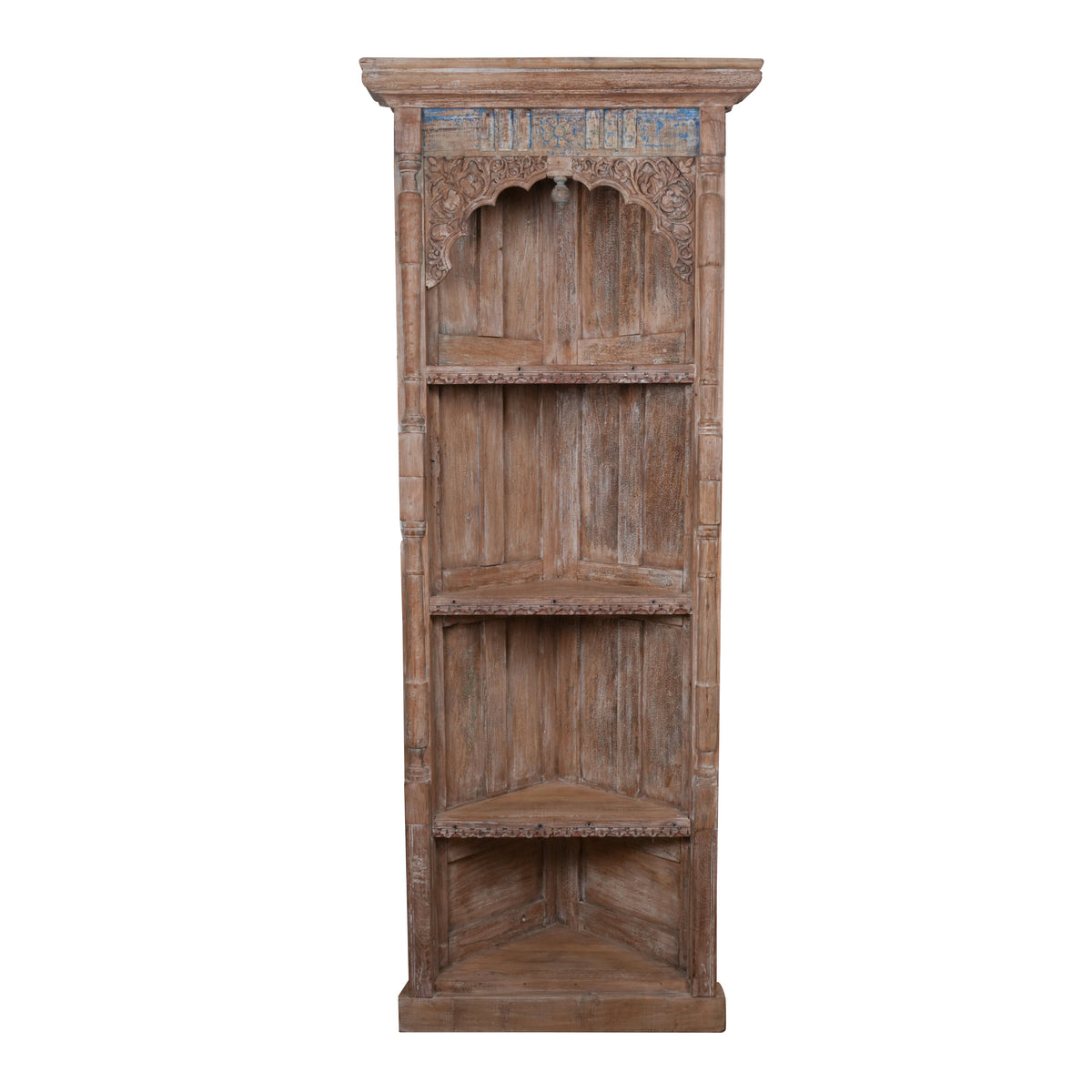 Antique Handcrafted Rajasthani Wooden Corner Shelf – Elegant Storage Solution