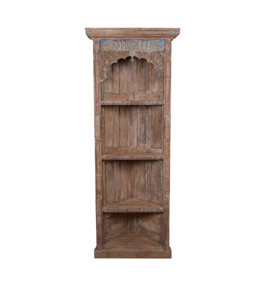 Antique Handcrafted Rajasthani Wooden Corner Shelf – Elegant Storage Solution