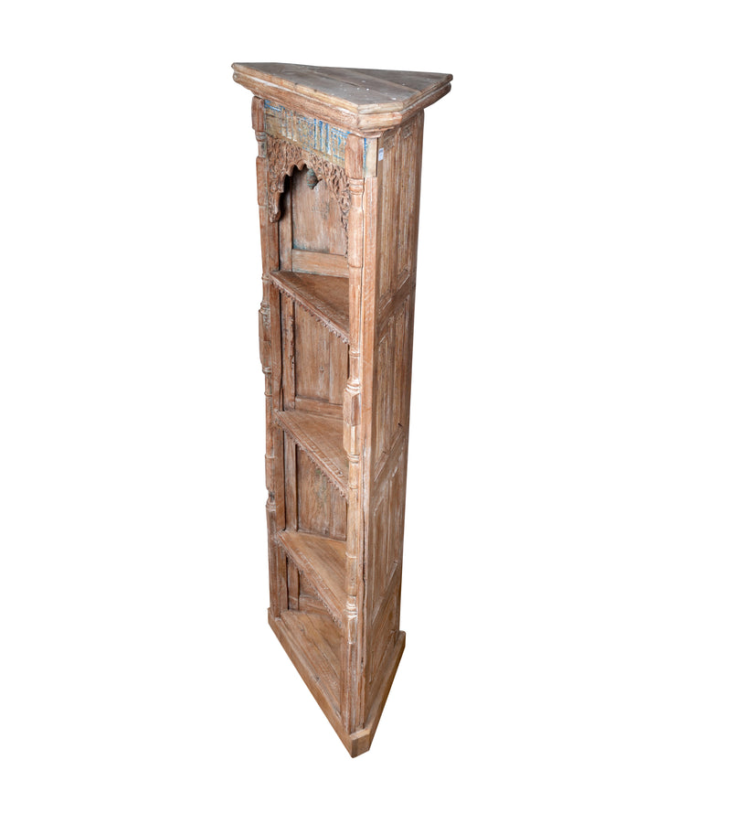 Antique Handcrafted Rajasthani Wooden Corner Shelf – Elegant Storage Solution