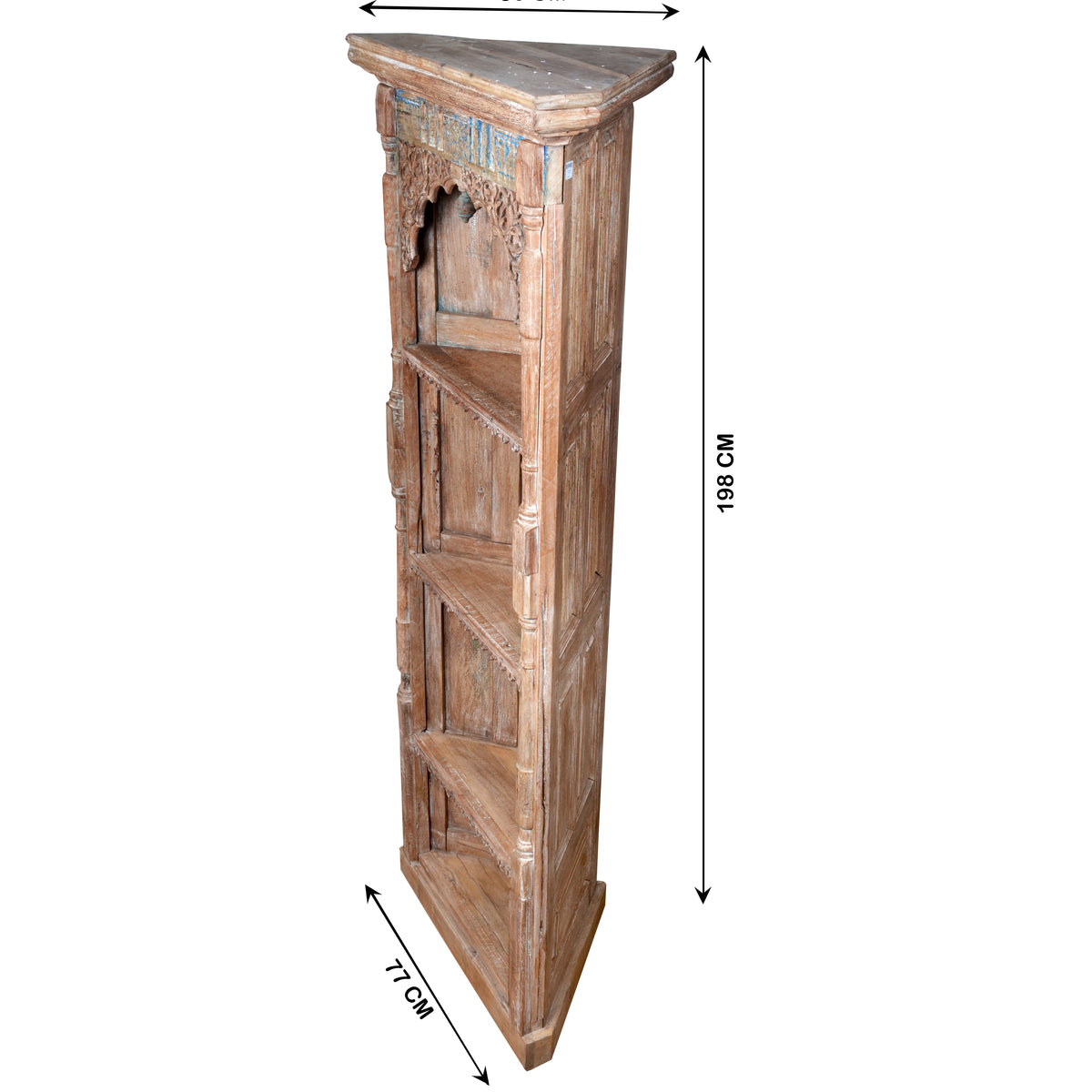 Antique Handcrafted Rajasthani Wooden Corner Shelf – Elegant Storage Solution