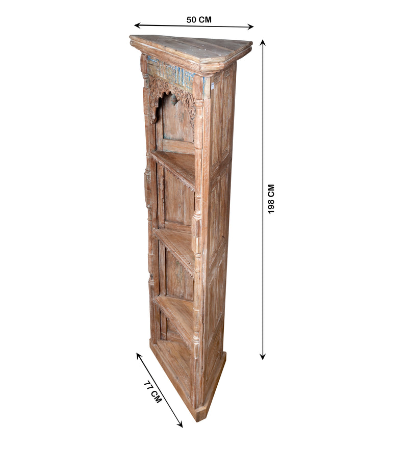 Antique Handcrafted Rajasthani Wooden Corner Shelf – Elegant Storage Solution