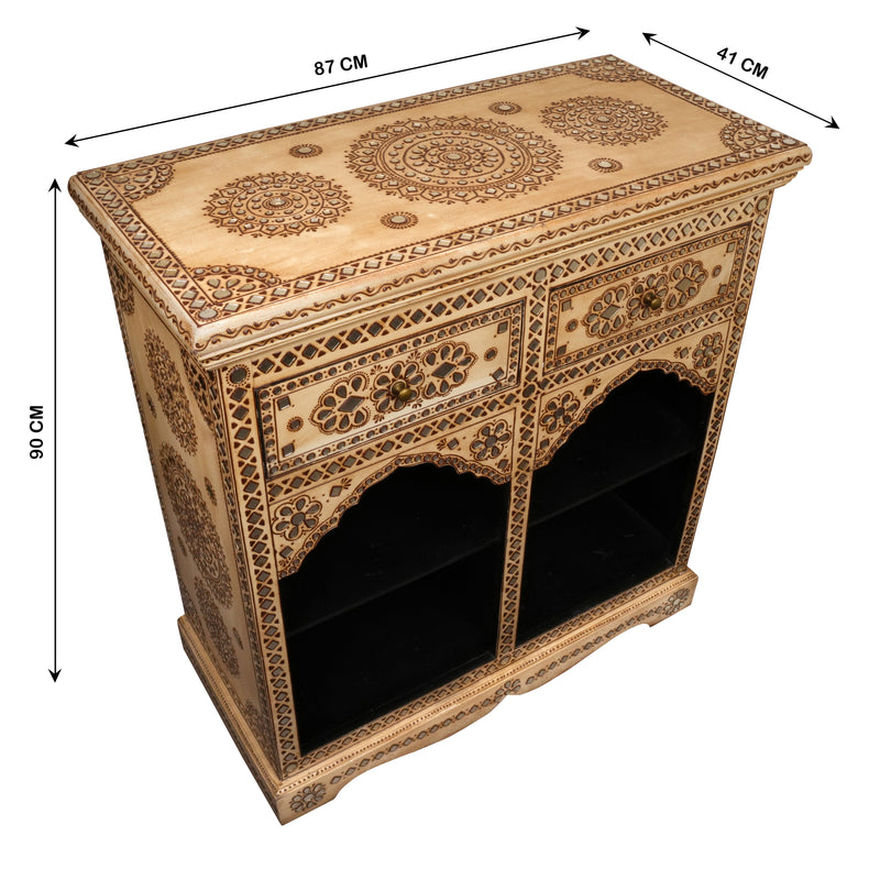 Handcrafted Rajasthani Wooden Cabinet – Intricate Painted Detailing