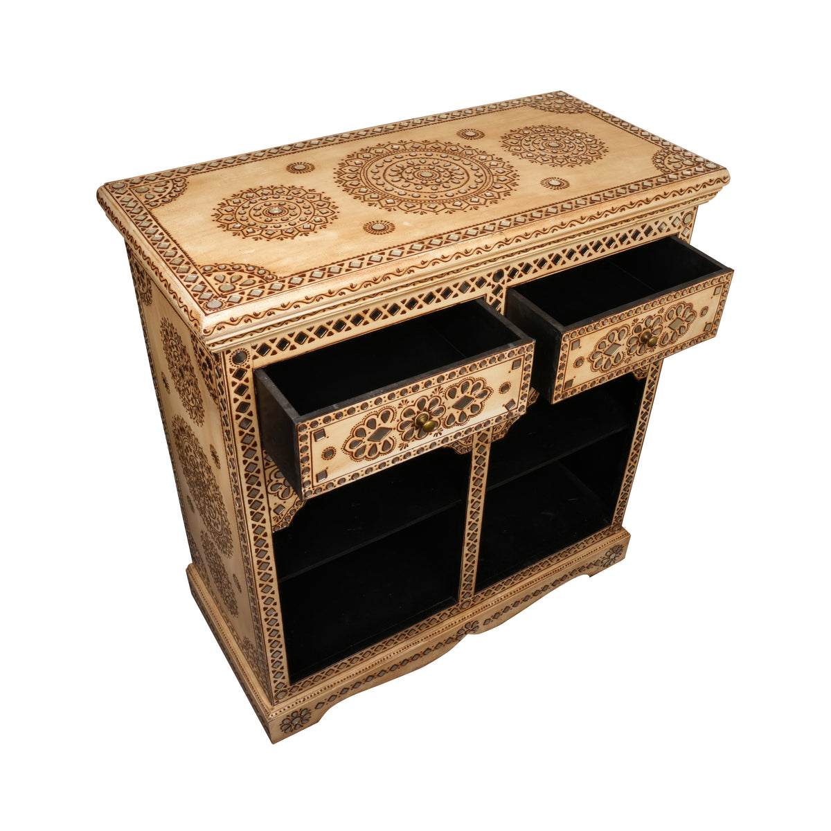 Handcrafted Rajasthani Wooden Cabinet – Intricate Painted Detailing