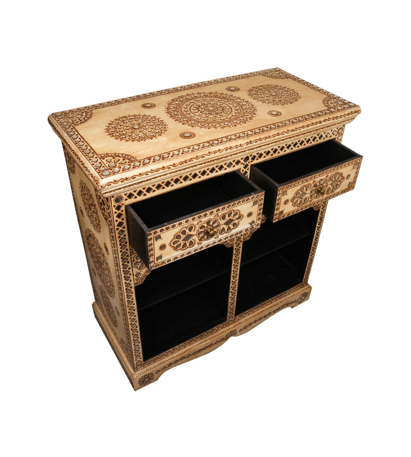 Handcrafted Rajasthani Wooden Cabinet – Intricate Painted Detailing