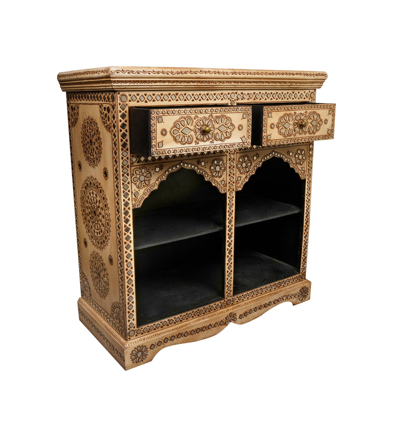 Handcrafted Rajasthani Wooden Cabinet – Intricate Painted Detailing