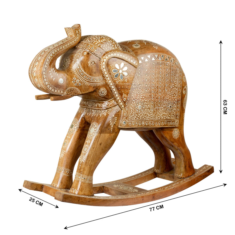 Handcrafted Rajasthani Wooden Rocking Elephant – A Cherished Heirloom