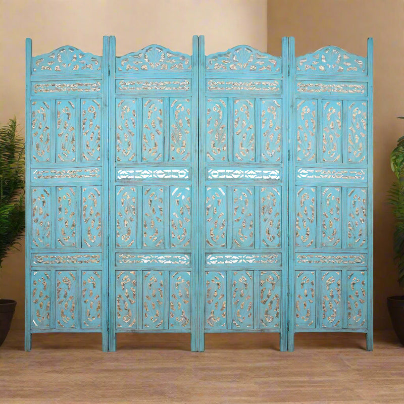 Handcrafted Rajasthani Wooden Room Divider – Intricate Jali Work & Elegant Design
