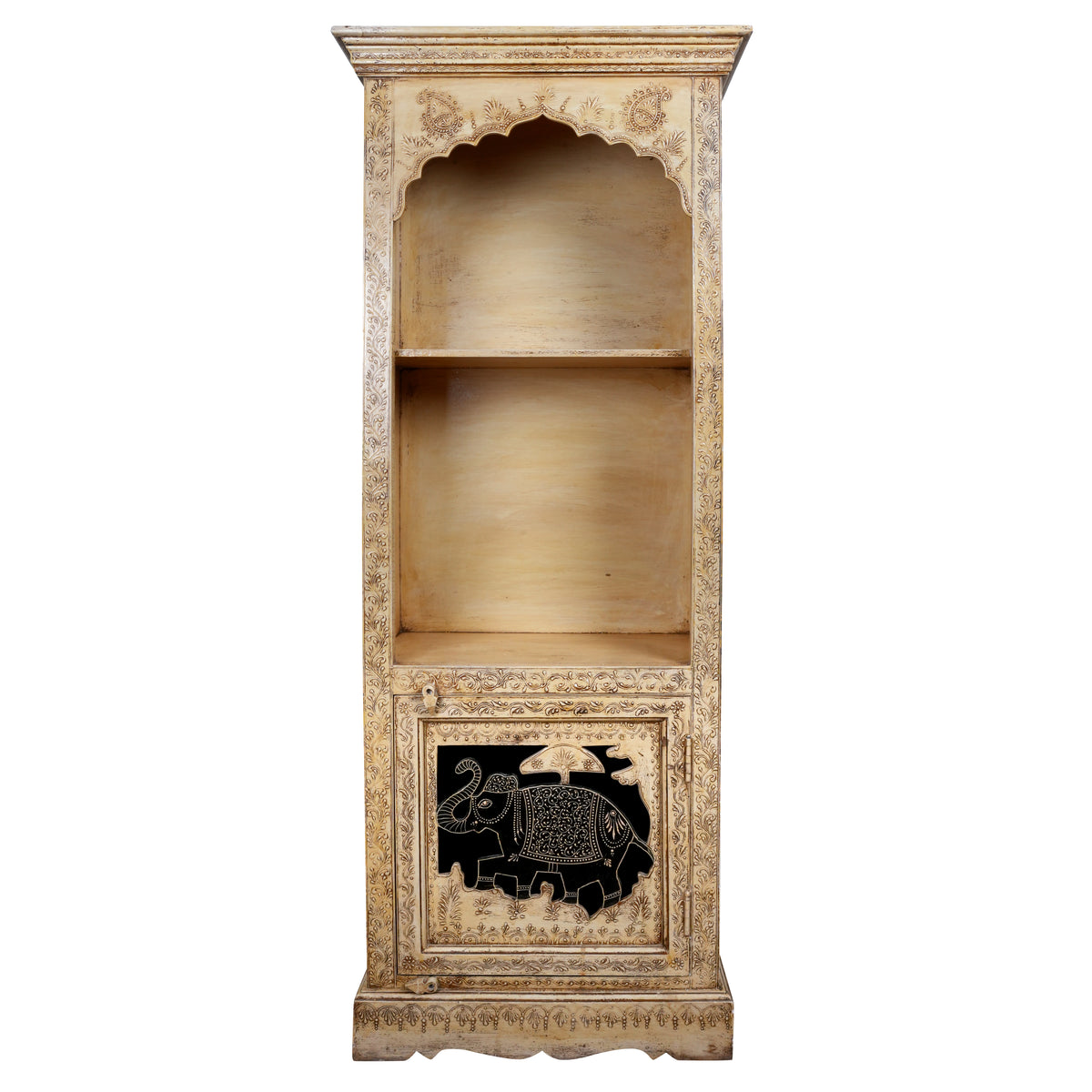 Handcrafted Rajasthani Wooden Bookshelf – Elegant Corner Storage