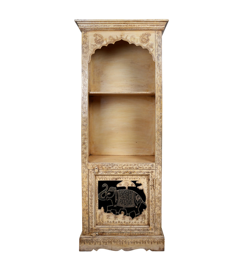 Handcrafted Rajasthani Wooden Bookshelf – Elegant Corner Storage
