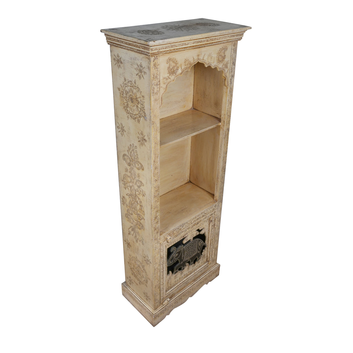 Handcrafted Rajasthani Wooden Bookshelf – Elegant Corner Storage