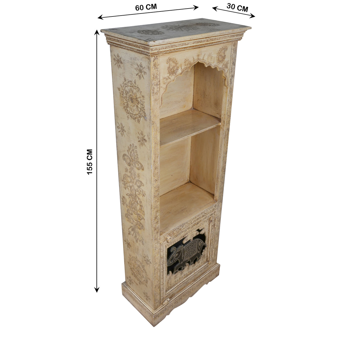 Handcrafted Rajasthani Wooden Bookshelf – Elegant Corner Storage