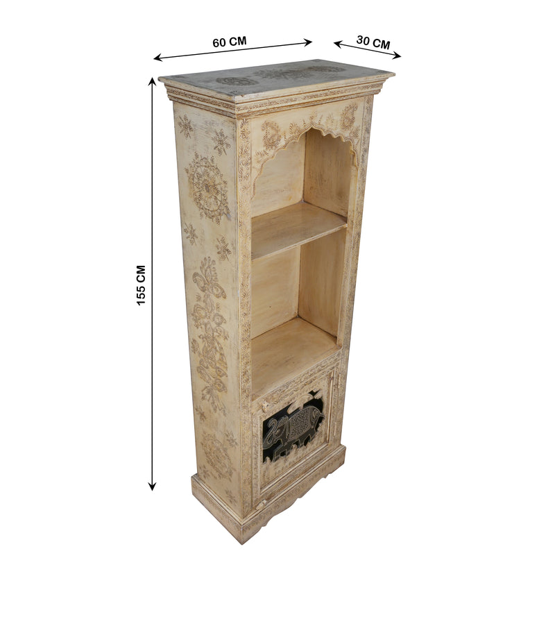 Handcrafted Rajasthani Wooden Bookshelf – Elegant Corner Storage