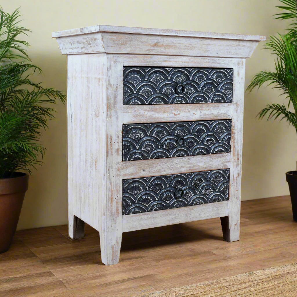 Handcrafted Wooden Bed Sides with Decorative Metal Panels – Rustic Charm