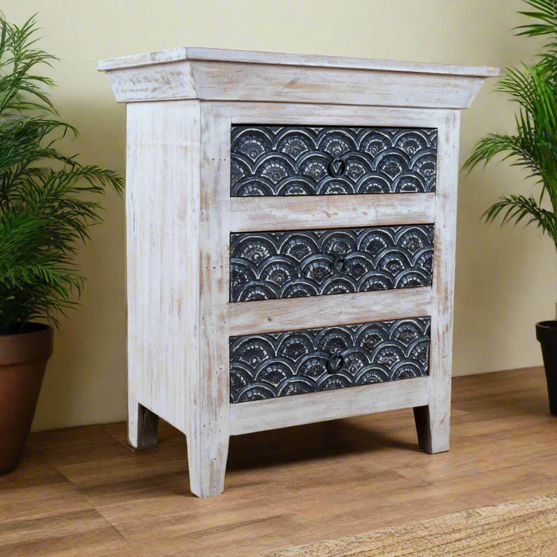 Handcrafted Wooden Bed Sides with Decorative Metal Panels – Rustic Charm