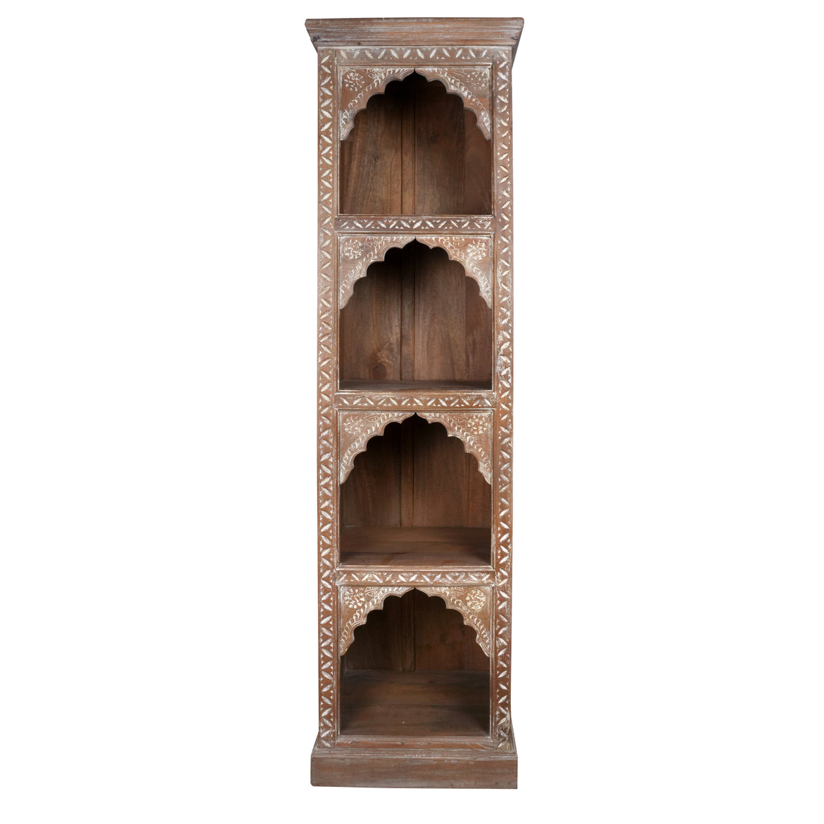 Handcrafted Wooden Bookshelf with Arched Openings
